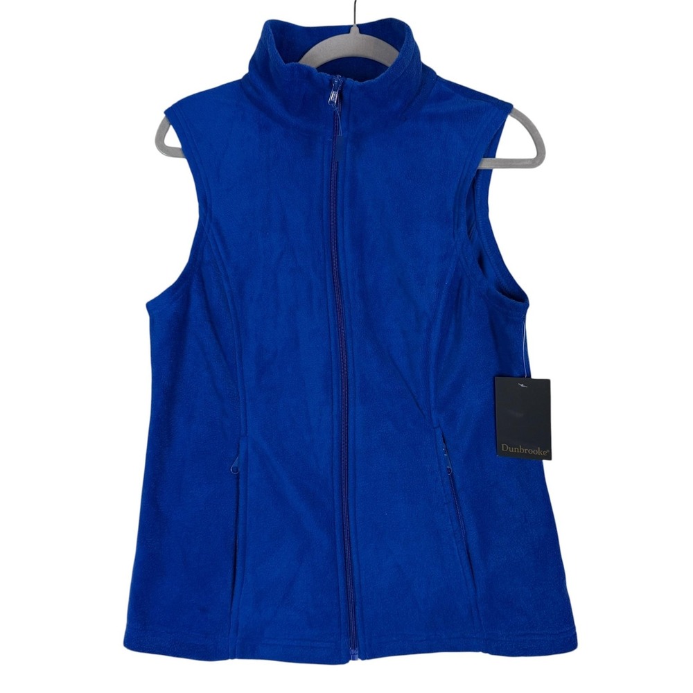 Dunbrooke Vest Womens Medium Blue Lady Summit Fleece Full Zip Collared Pockets